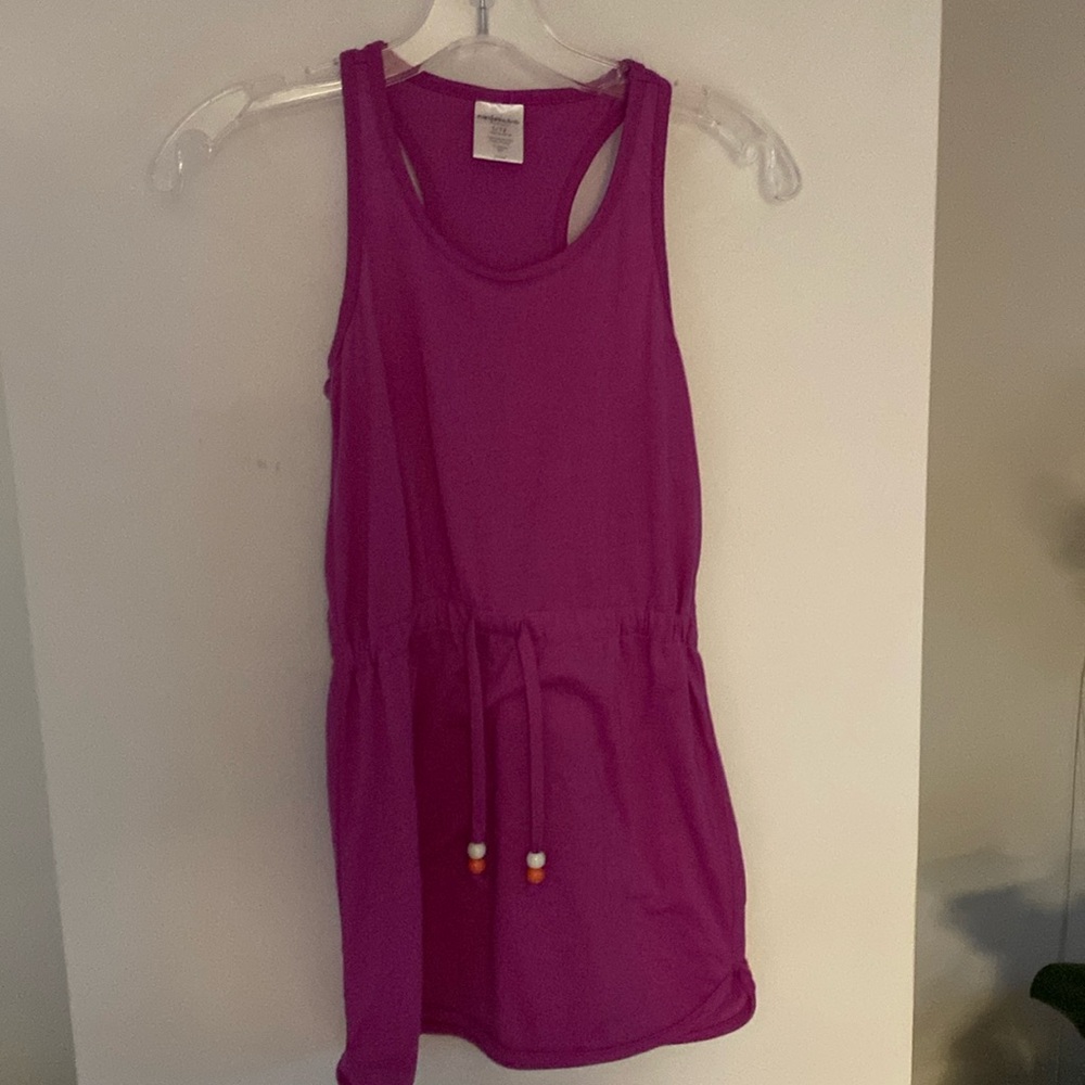 Purple sundress coverup beaded drawstring racer back L/12